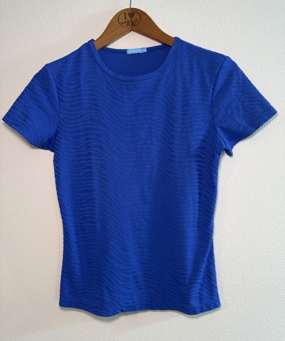 J. McLaughlin Catalina Cloth Textured Top Shirt Preppy Blue Versatile Vibrant- S